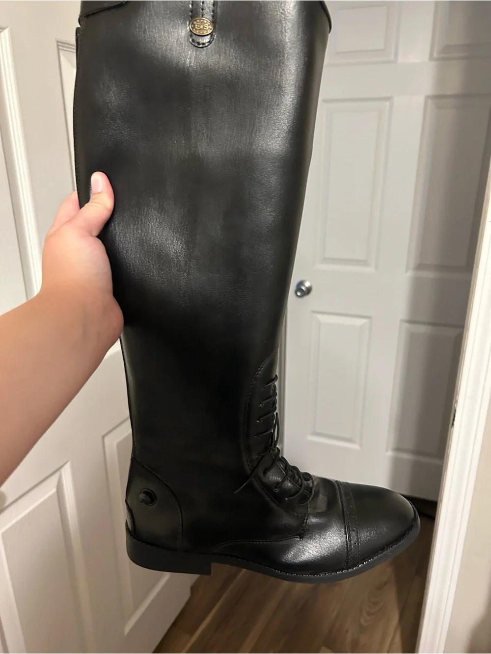 Tall Black Lace-Up Riding Boots - Women